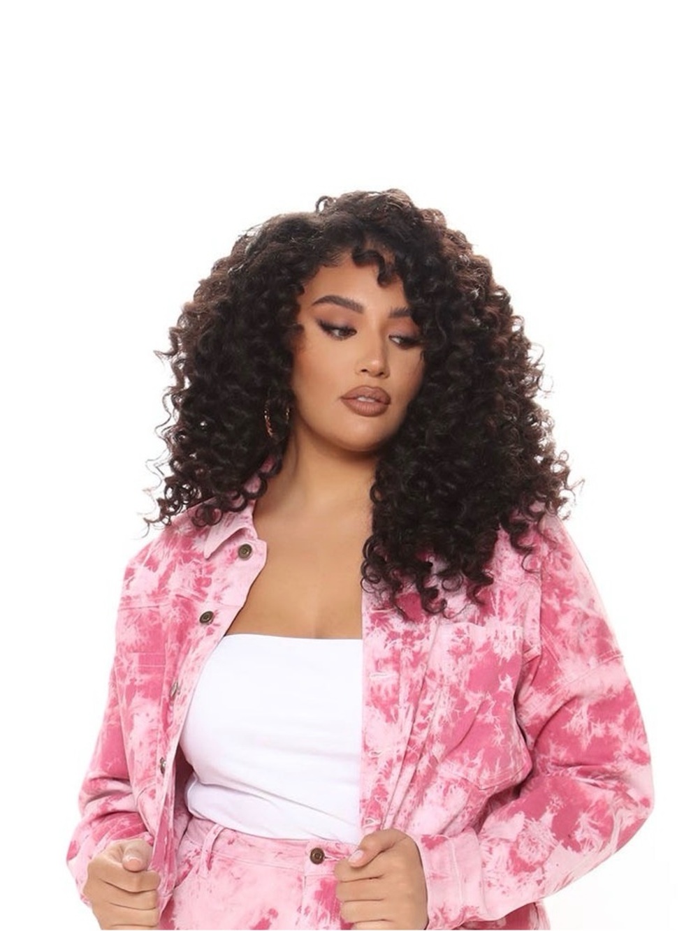 Fashion Nova Pink Tie-Dye Jacket and Bottoms Set